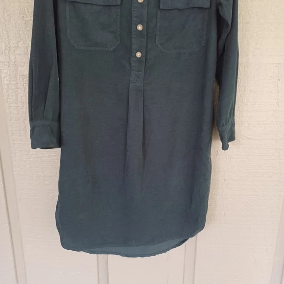 Wrap London Corduroy Shirt Dress Size 2 Women Cotton Long Sleeve Color Deep Teal - Picture 4 of 16